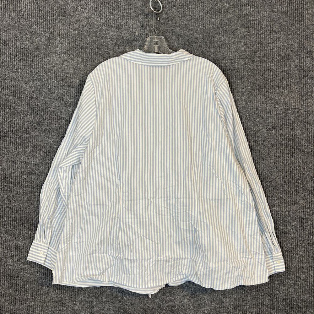 Martha Stewart Signature Woven Tie Front Collared Blouse Womens Size 2X Preppy - Picture 6 of 9